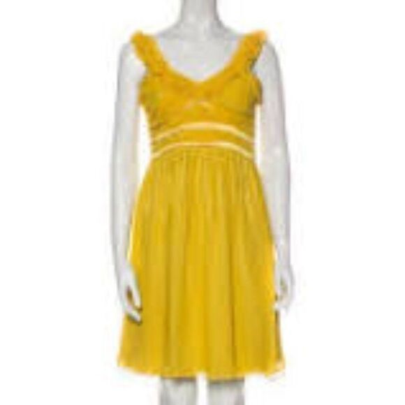 Diane von Furstenberg Yellow Silk Dress 2 - Picture 1 of 7